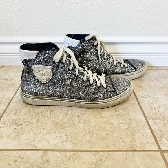 Saint Laurent Bedford Hightop glitter Sneakers size 40 - Picture 1 of 6